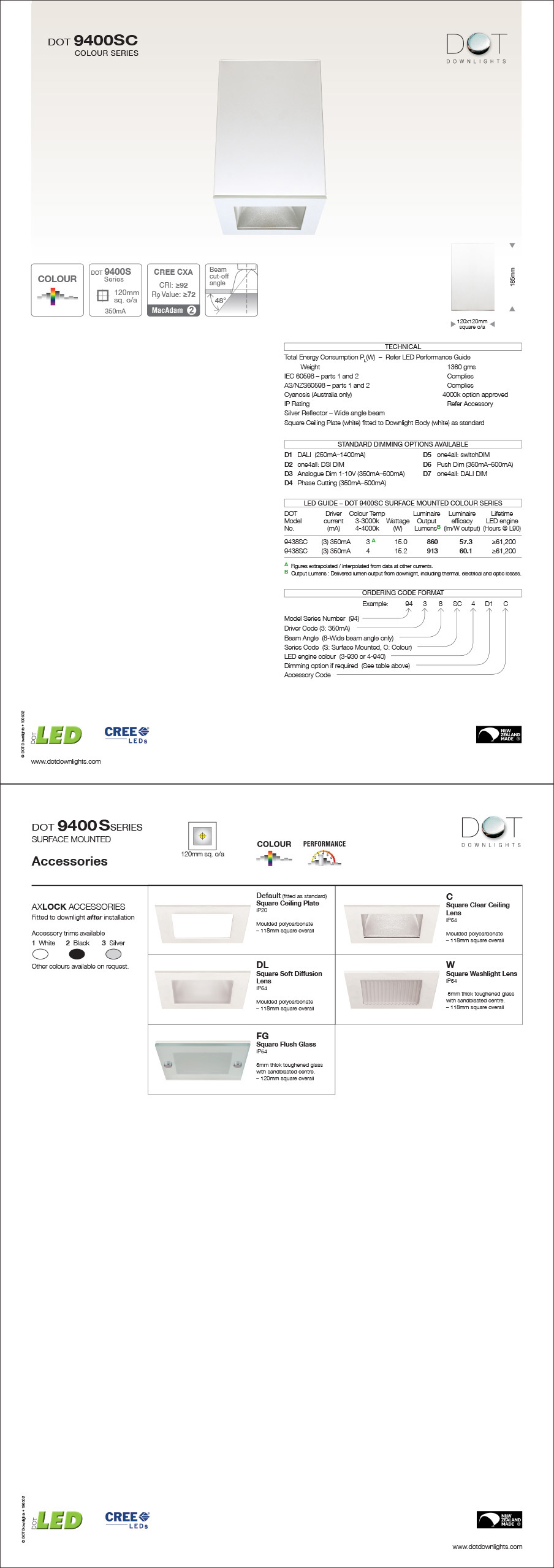 DOT 9400SMC Downlight Data Sheet