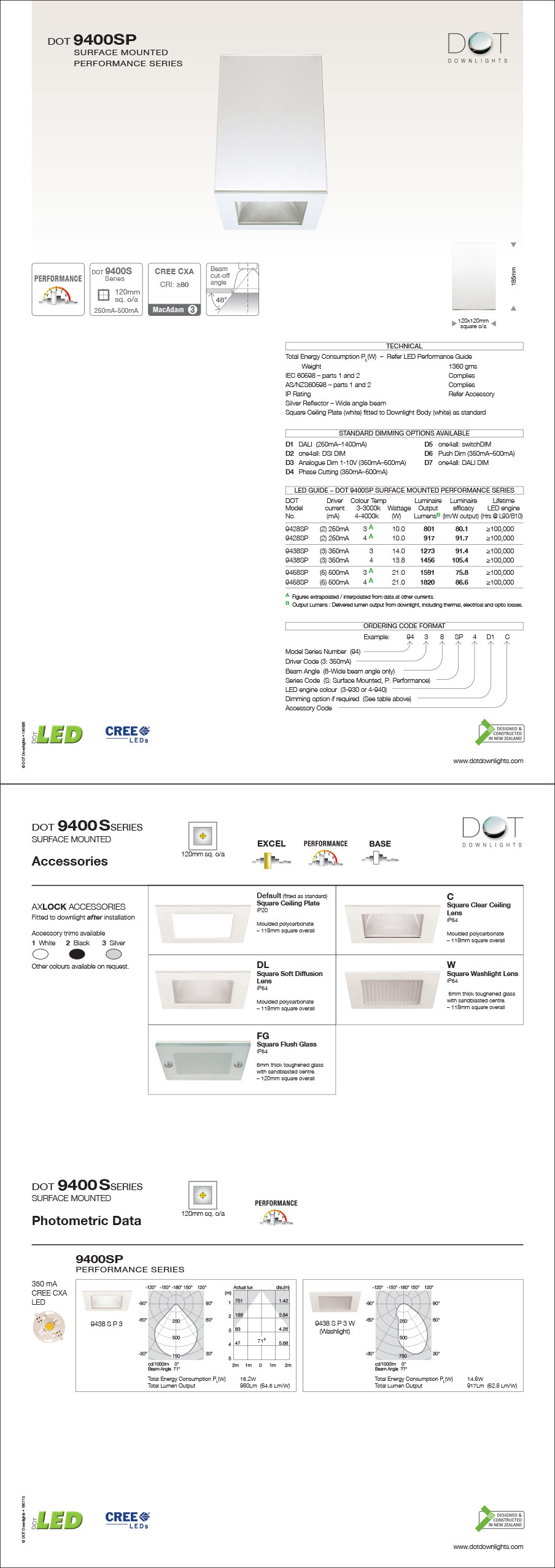 DOT 9400SP Downlight Data Sheet
