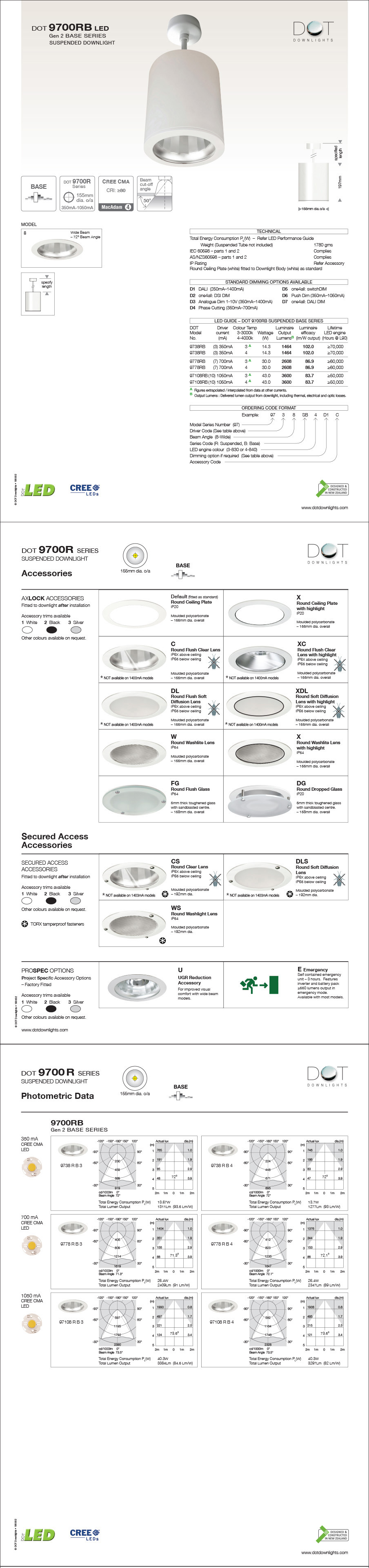 DOT 9700RB Downlight Data Sheet