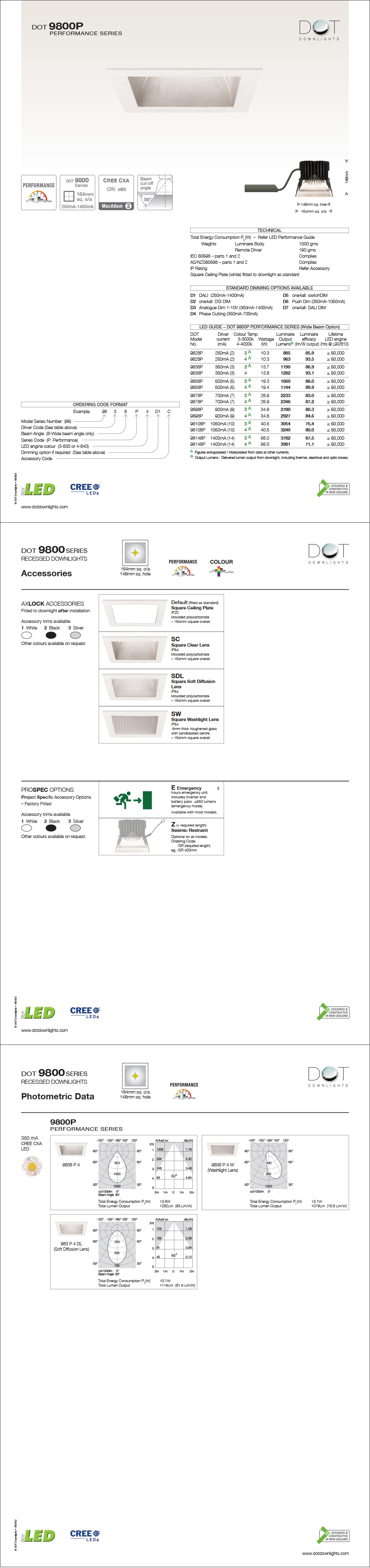 DOT 9800P Downlight Data Sheet